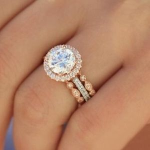 Rose gold 3 ring set